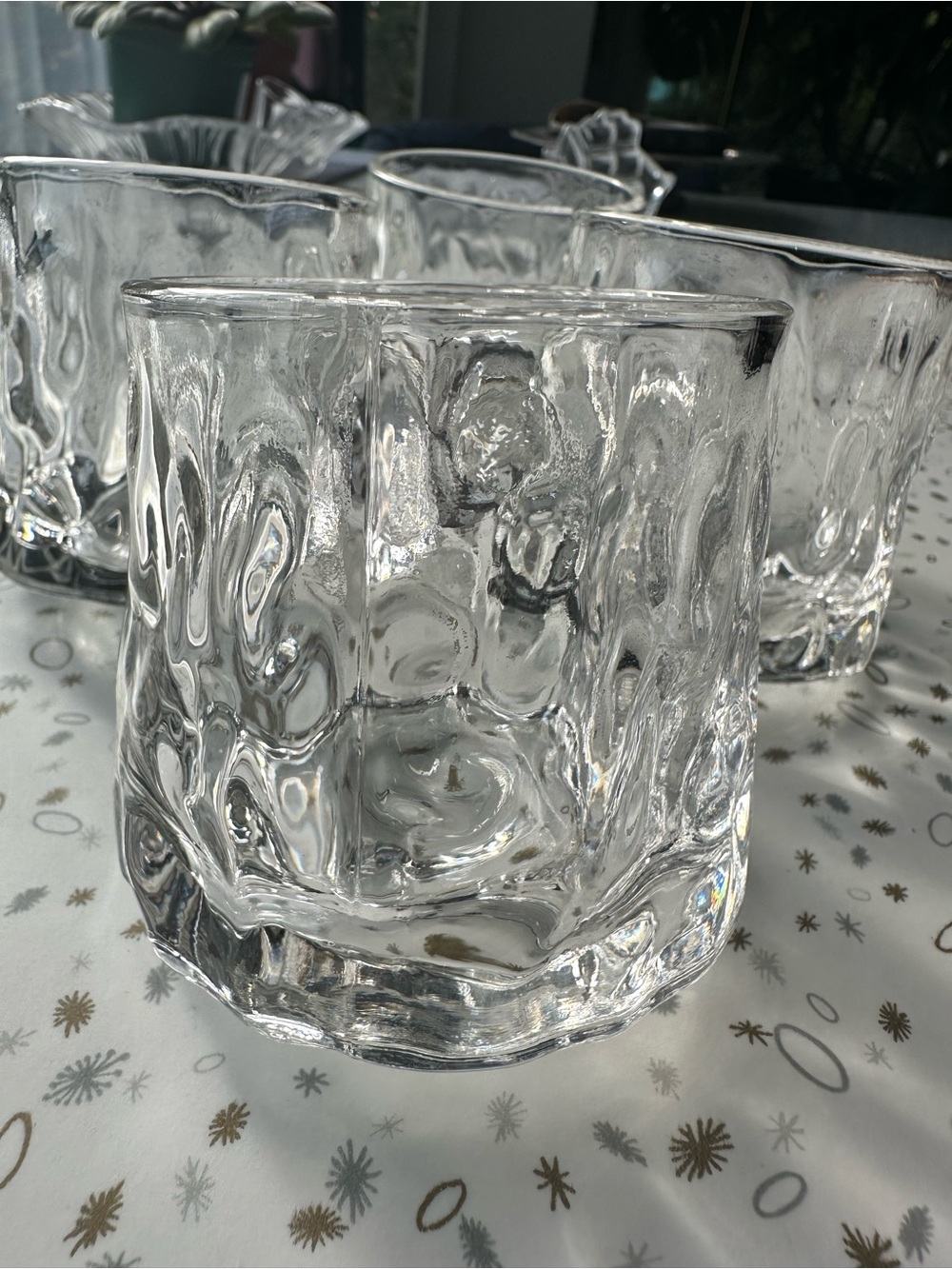 Set of 4 Rolling Textured Whiskey Glasses